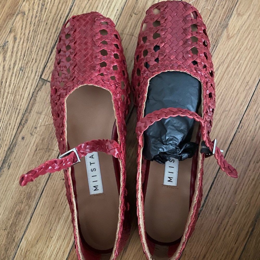Miista yeida red leather mary janes
